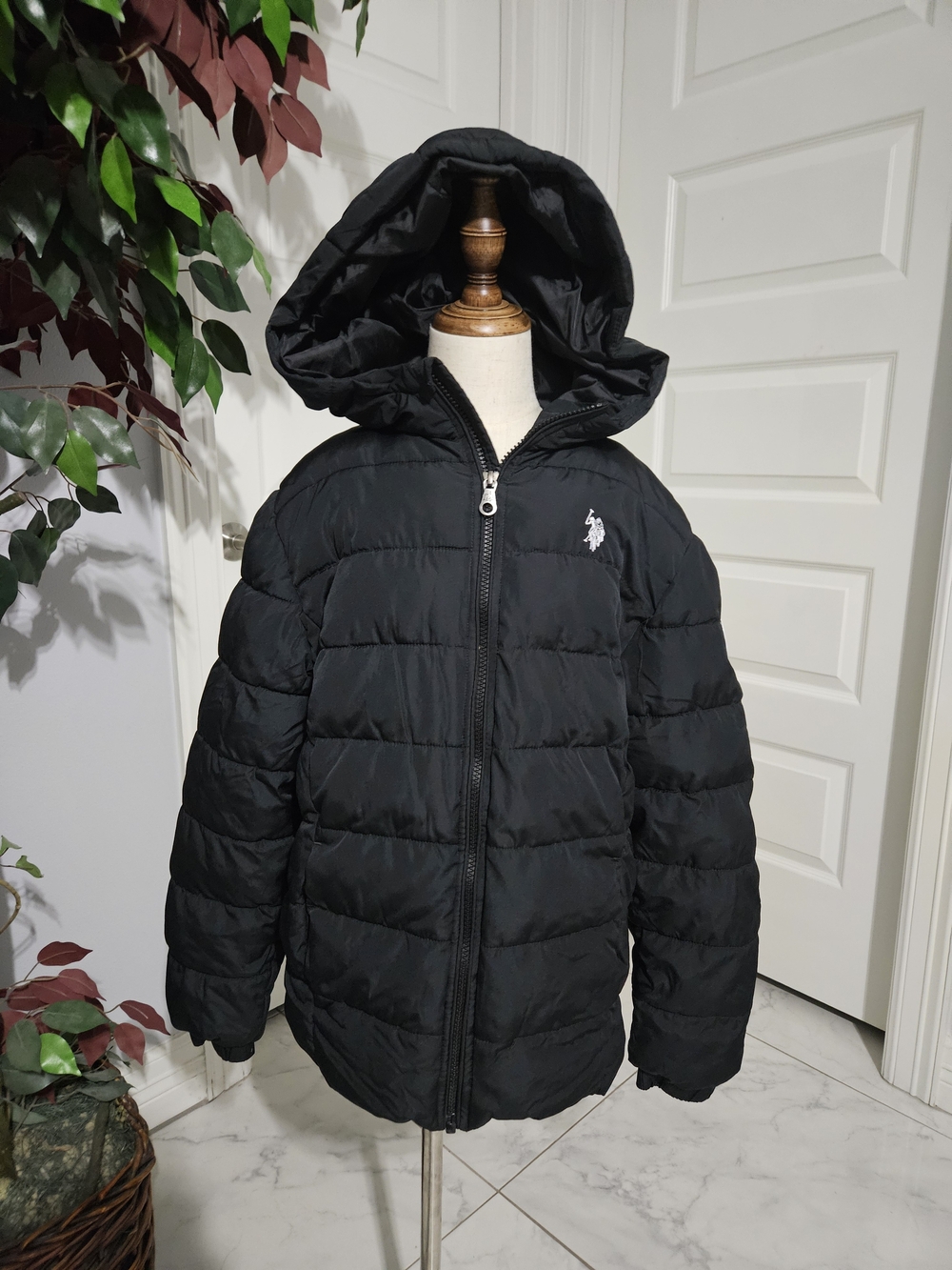 U.S. Polo Assn. Kids Black Hooded Puffer Coat